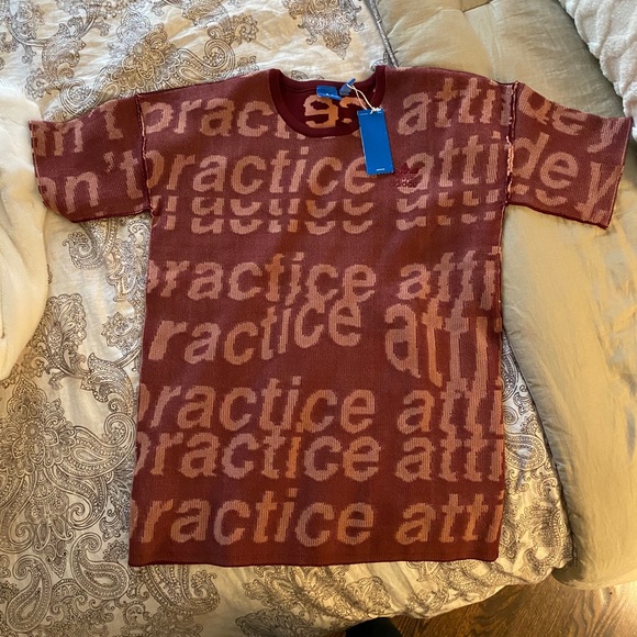 Adidas Knit Shortsleeve Oversized Sweatshirt - Picture 1 of 3